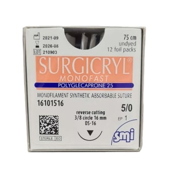 Surgicryl Monofast 5-0 RC 16mm 75cm Undyed