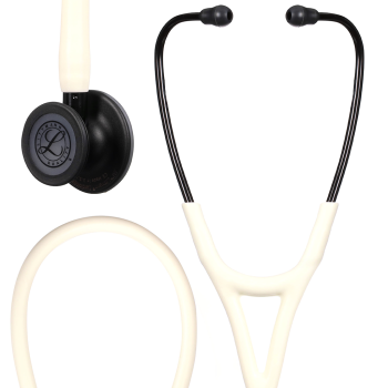 3M Littman 6186 Cardiology IV Stethoscope; Satin-finish with Black Matte-finish Chestpiece and Alabaster (White) Tubing