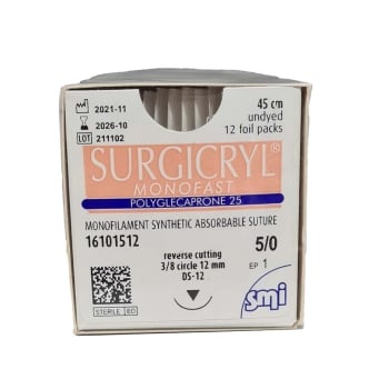 Surgicryl Monofast 5-0 12mm 50cm